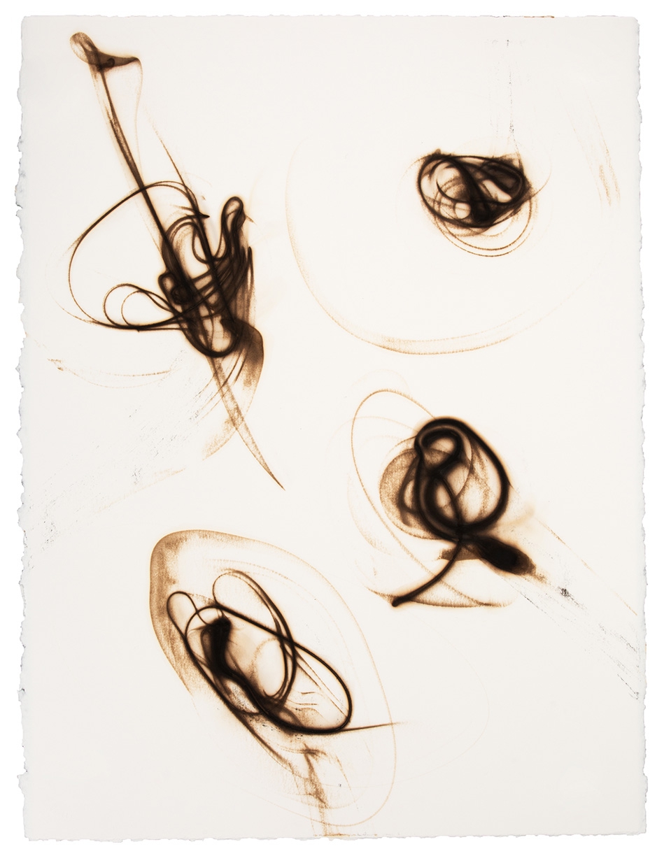 Etsuko Ichikawa: Trace 1419, 2019, Glass pyrograph on watercolor paper, 30 x 22.5 inches