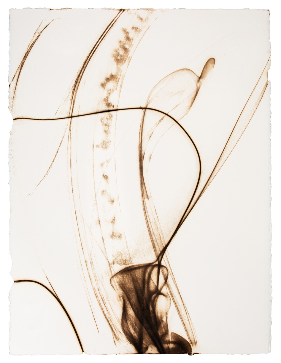 Etsuko Ichikawa: Trace 1619, 2019, Glass pyrograph on watercolor paper, 30 x 22.5 inches