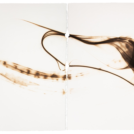 Etsuko Ichikawa: Trace 2119, 2019, Glass pyrograph on watercolor paper, 30 x 45 inches