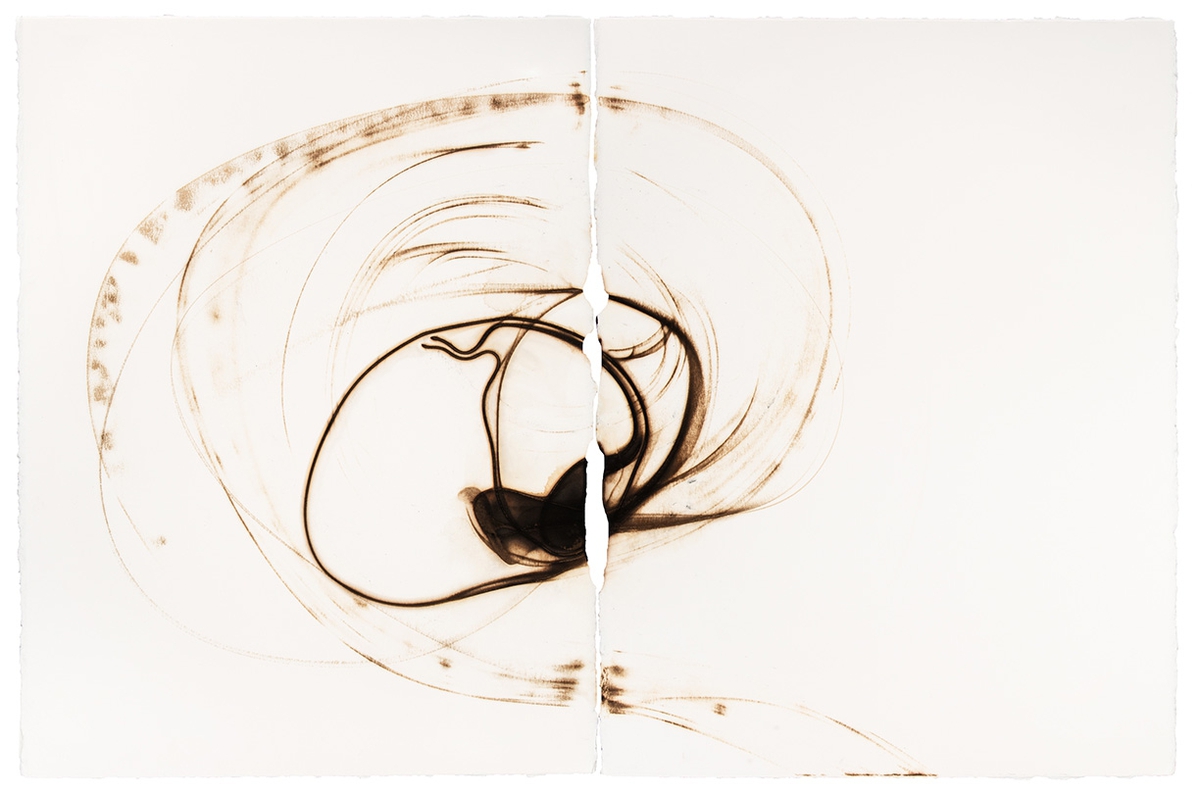 Etsuko Ichikawa: Trace 2219, 2019, Glass pyrograph on watercolor paper, 30 x 45 inches