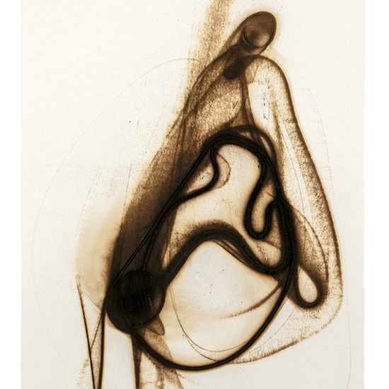 Etsuko Ichikawa, Trace 2925, 2025, Glass pyrograph on paper, 30 x 12.5 inches