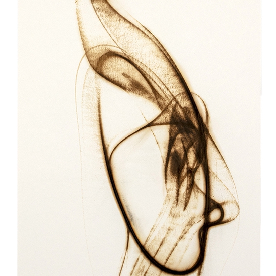 Etsuko Ichikawa, Trace 3025, 2025, Glass pyrograph on paper, 30 x 12.5 inches