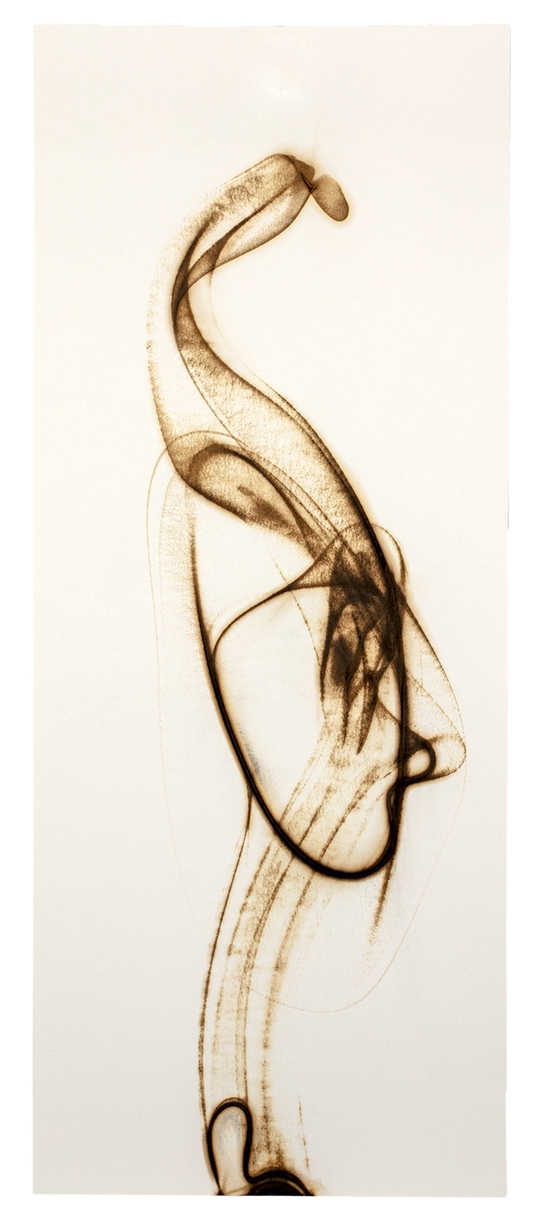 Etsuko Ichikawa, Trace 3025, 2025, Glass pyrograph on paper, 30 x 12.5 inches