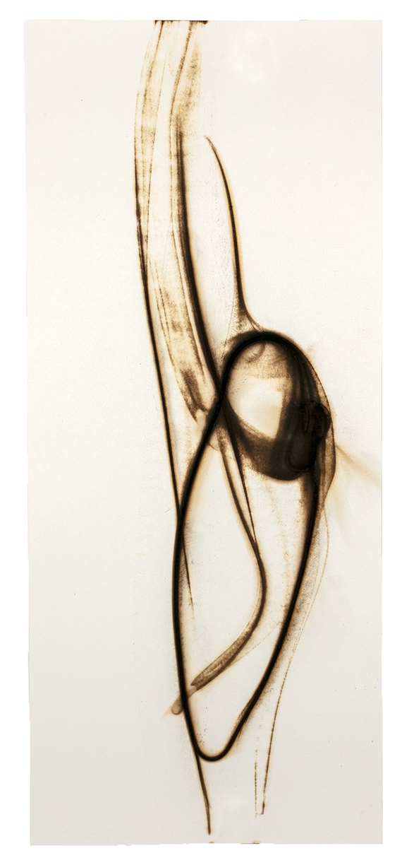 Etsuko Ichikawa, Trace 3125, 2025, Glass pyrograph on paper, 30 x 12.5 inches