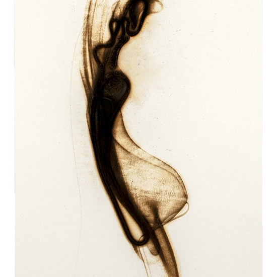 Etsuko Ichikawa, Trace 3225, 2025, Glass pyrograph on paper, 30 x 12.5 inches