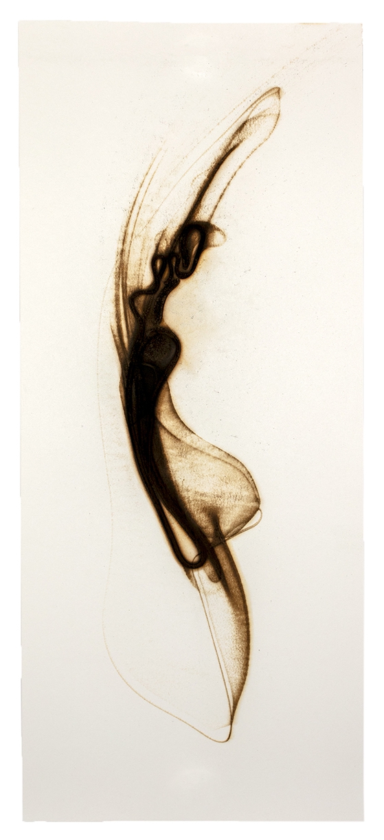 Etsuko Ichikawa, Trace 3225, 2025, Glass pyrograph on paper, 30 x 12.5 inches