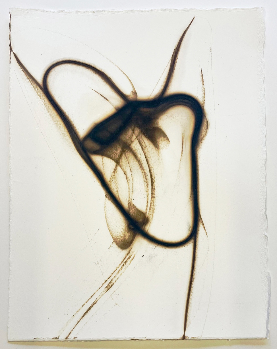 Etsuko Ichikawa: Trace 3522, 2022, Glass pyrograph on paper, 15 x 11.5 inches