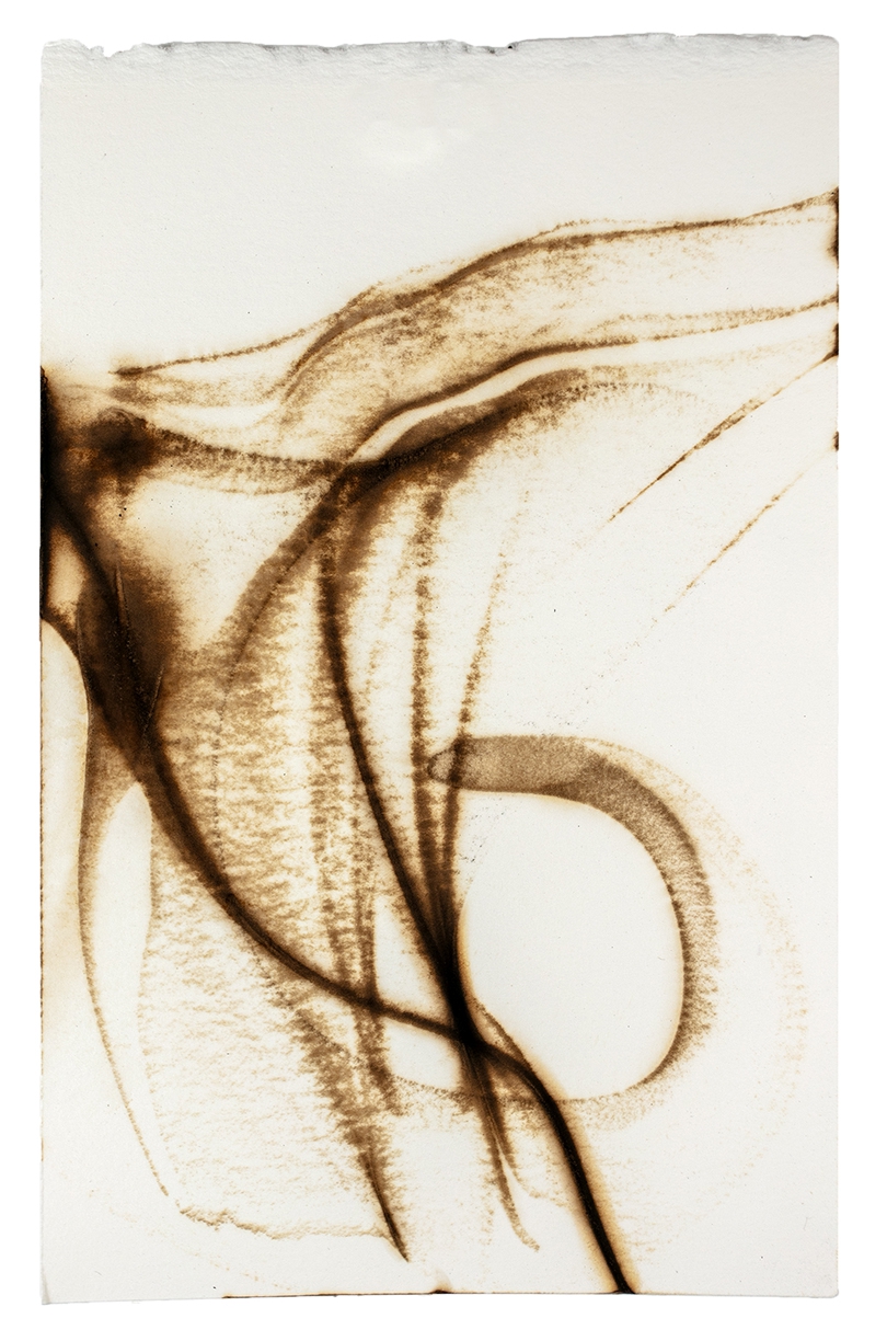 Etsuko Ichikawa, Trace 5225, 2025, Glass pyrograph on paper, 11.5 x 7.5 inches