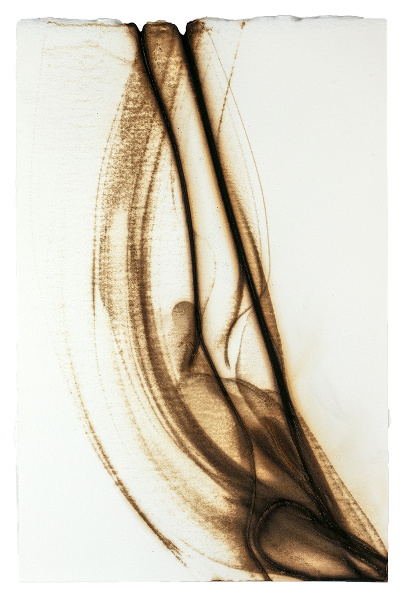 Etsuko Ichikawa, Trace 5825, 2025, Glass pyrograph on paper, 11.5 x 7.5 inches