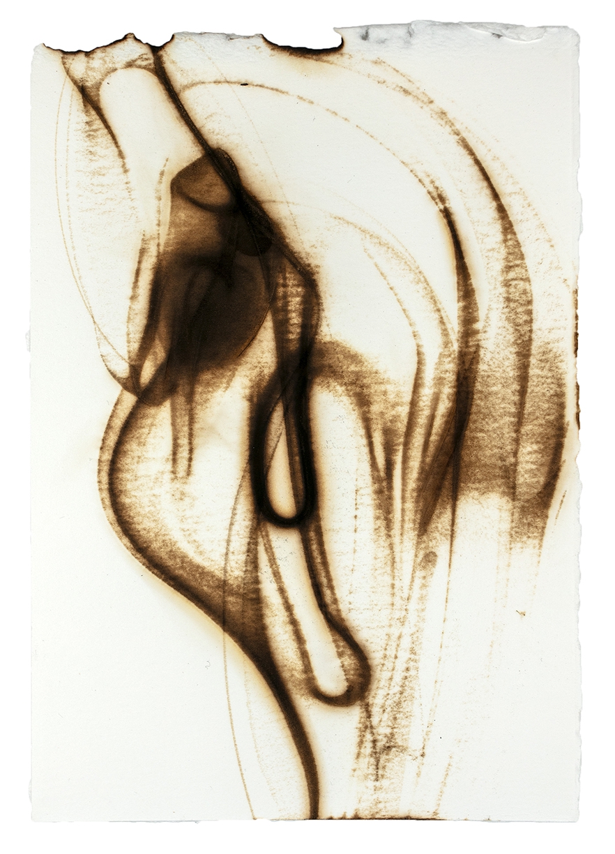 Etsuko Ichikawa, Trace 5925, 2025, Glass pyrograph on paper, 11.5 x 7.5 inches