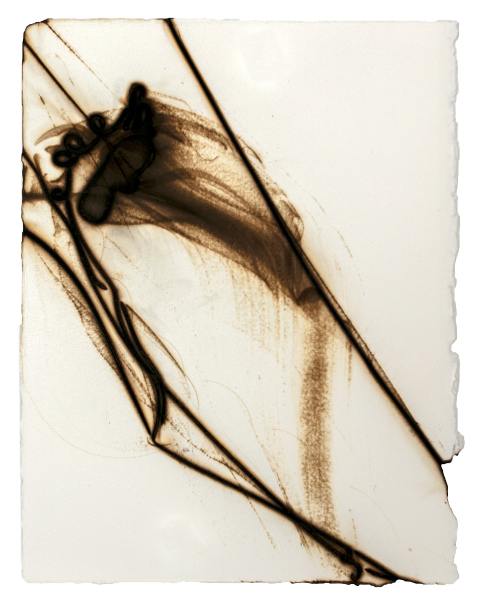 Etsuko Ichikawa, Trace 6025, 2025, Glass pyrograph on paper, 15 x 11.5 inches