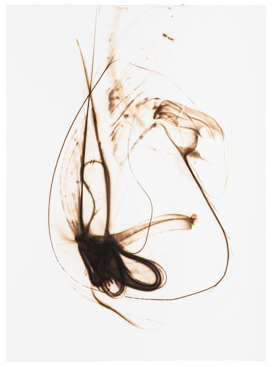 Etsuko Ichikawa: Trace 6414, 2014, Glass pyrograph on paper, 52 x 38 inches (Frame size: 55 x 41 x 1.5 inches)