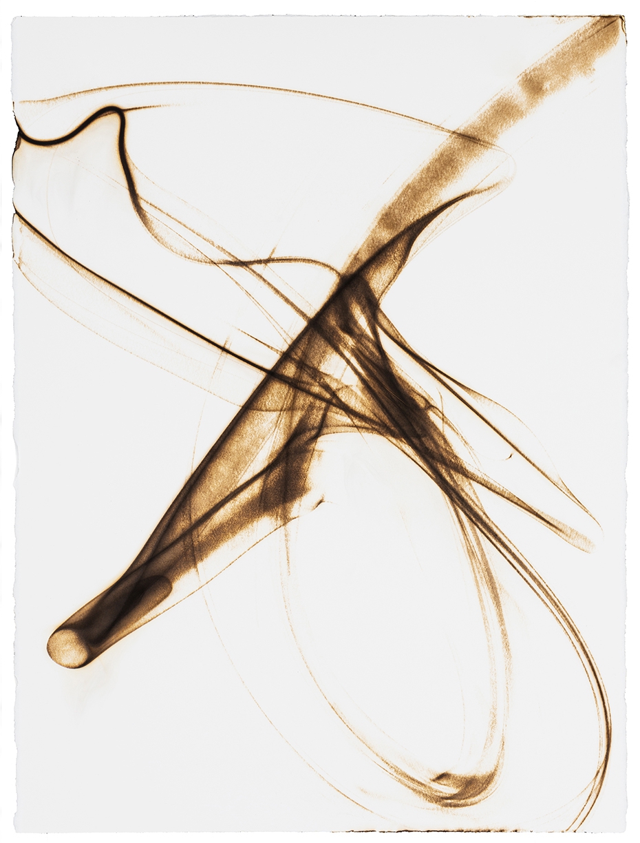 Etsuko Ichikawa: Trace 9814, 2014, Glass pyrograph on paper, 30 x 22.5 inches