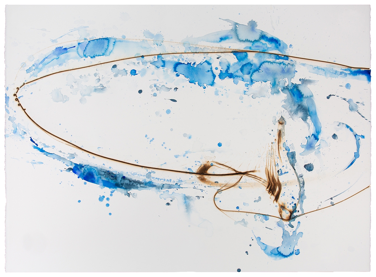 Etusko Ichikawa: Vitrified 1820, 2020, Glass pyrograph and watercolor on paper, 38 x 52 inches