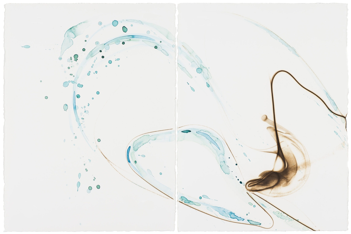 Etsuko Ichikawa: Vitrified 2718, 2018, Glass pyrograph and watercolor on paper, 30 x 45 inches
