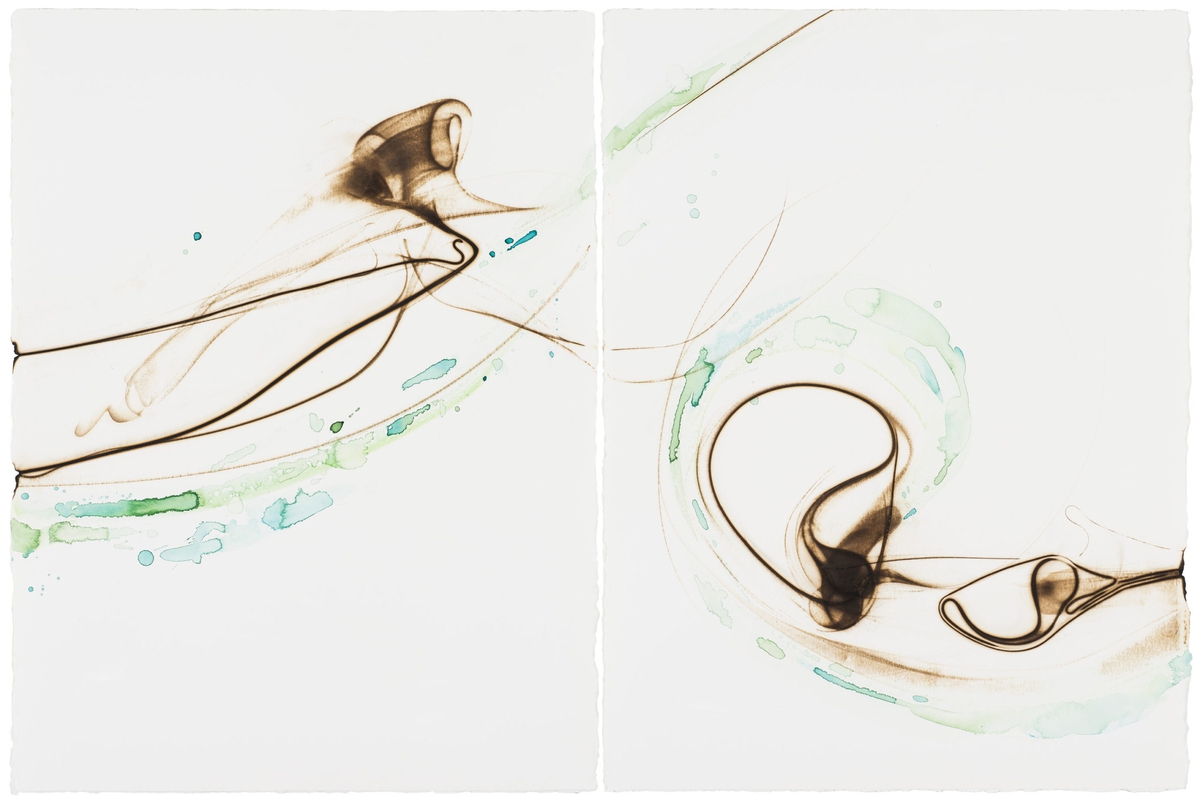 Etsuko Ichikawa: Vitrified 2818, 2018, Glass pyrograph and watercolor on paper, 30 x 45 inches