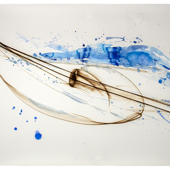 Etsuko Ichikawa, Vitrified 3825, 2025, Glass pyrograph and watercolor on paper, 38 x 52 inches