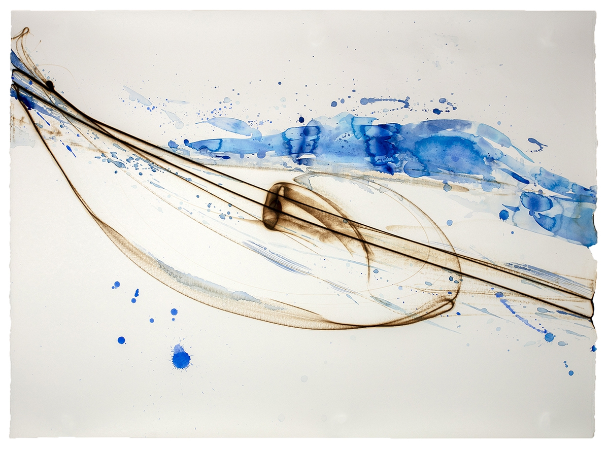 Etsuko Ichikawa, Vitrified 3825, 2025, Glass pyrograph and watercolor on paper, 38 x 52 inches