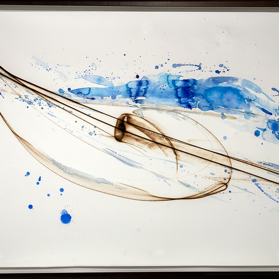 Etsuko Ichikawa, Vitrified 3825, 2025, Glass pyrograph and watercolor on paper, 38 x 52 inches, Framed size 41 x 55 x 1.5 inches