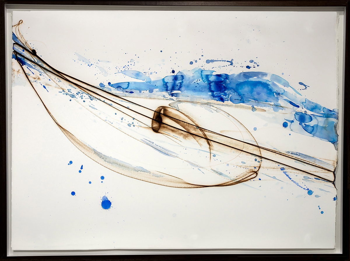 Etsuko Ichikawa, Vitrified 3825, 2025, Glass pyrograph and watercolor on paper, 38 x 52 inches, Framed size 41 x 55 x 1.5 inches
