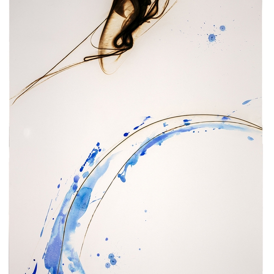 Etsuko Ichikawa, Vitrified 3925, 2025, Glass pyrograph and watercolor on paper, 52 x 38 inches