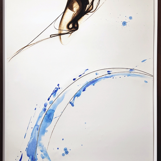 Etsuko Ichikawa, Vitrified 3925, 2025, Glass pyrograph and watercolor on paper, 52 x 38 inches, Framed size 55 x 41 x 1.5 inches