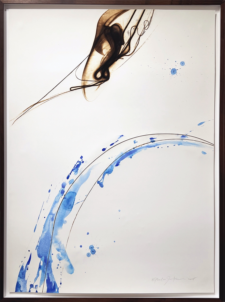 Etsuko Ichikawa, Vitrified 3925, 2025, Glass pyrograph and watercolor on paper, 52 x 38 inches, Framed size 55 x 41 x 1.5 inches