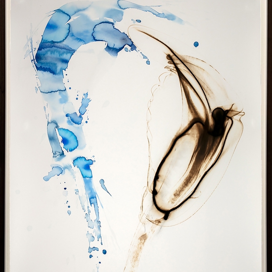 Etsuko Ichikawa, Vitrified 4425, 2025, Glass pyrograph and watercolor on paper, 52 x 38 inches, Framed size 55 x 41 x 1.5 inches