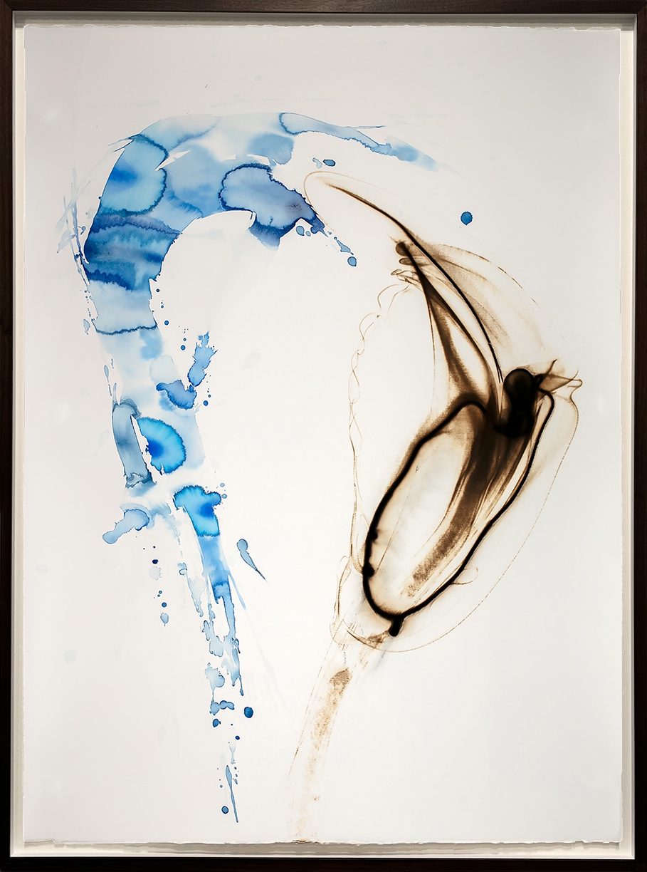 Etsuko Ichikawa, Vitrified 4425, 2025, Glass pyrograph and watercolor on paper, 52 x 38 inches, Framed size 55 x 41 x 1.5 inches