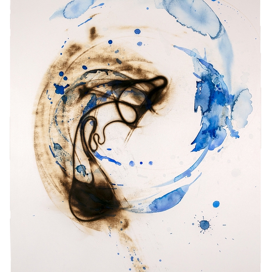 Etsuko Ichikawa, Vitrified 4525, 2025, Glass pyrograph and watercolor on paper, 38 x 26 inches