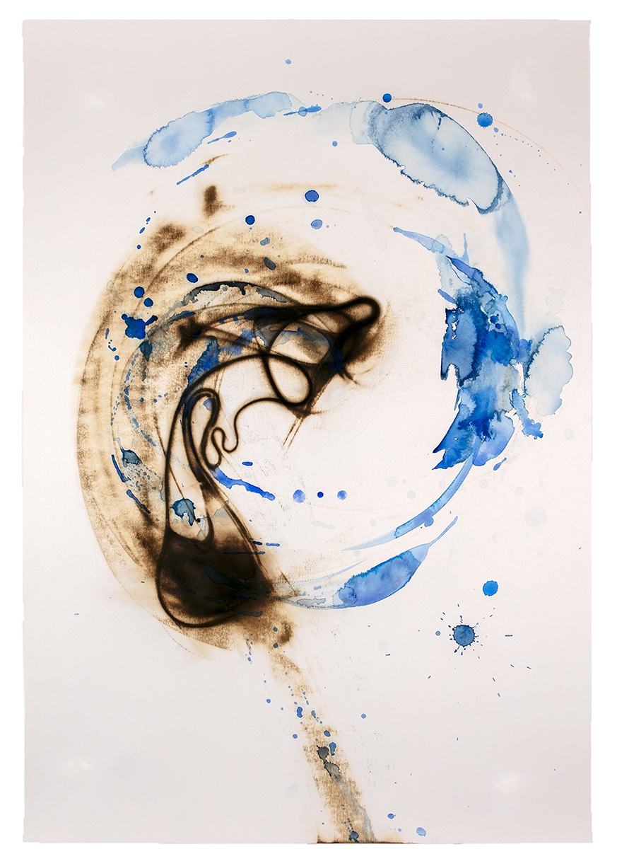 Etsuko Ichikawa, Vitrified 4525, 2025, Glass pyrograph and watercolor on paper, 38 x 26 inches