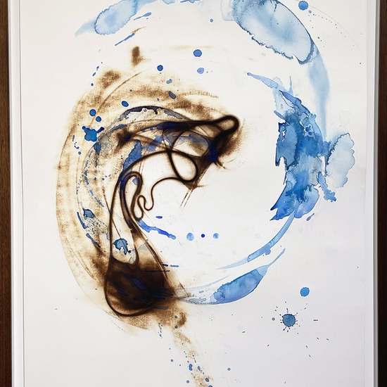Etsuko Ichikawa, Vitrified 4525, 2025, Glass pyrograph and watercolor on paper, 38 x 26 inches, Framed size 41 x 29 x 1.5 inches