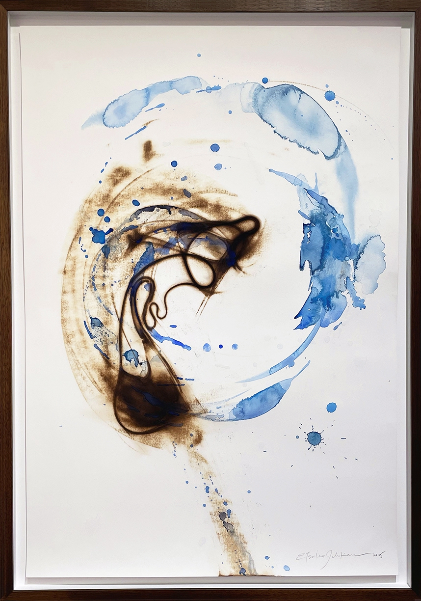 Etsuko Ichikawa, Vitrified 4525, 2025, Glass pyrograph and watercolor on paper, 38 x 26 inches, Framed size 41 x 29 x 1.5 inches