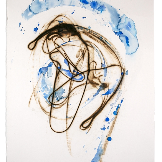 Etsuko Ichikawa, Vitrified 4625, 2025, Glass pyrograph and watercolor on paper, 38 x 26 inches
