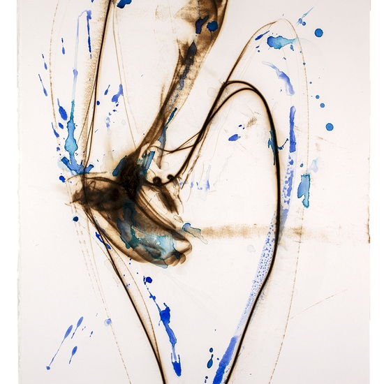 Etsuko Ichikawa, Vitrified 4725, 2025, Glass pyrograph and watercolor on paper, 38 x 26 inches