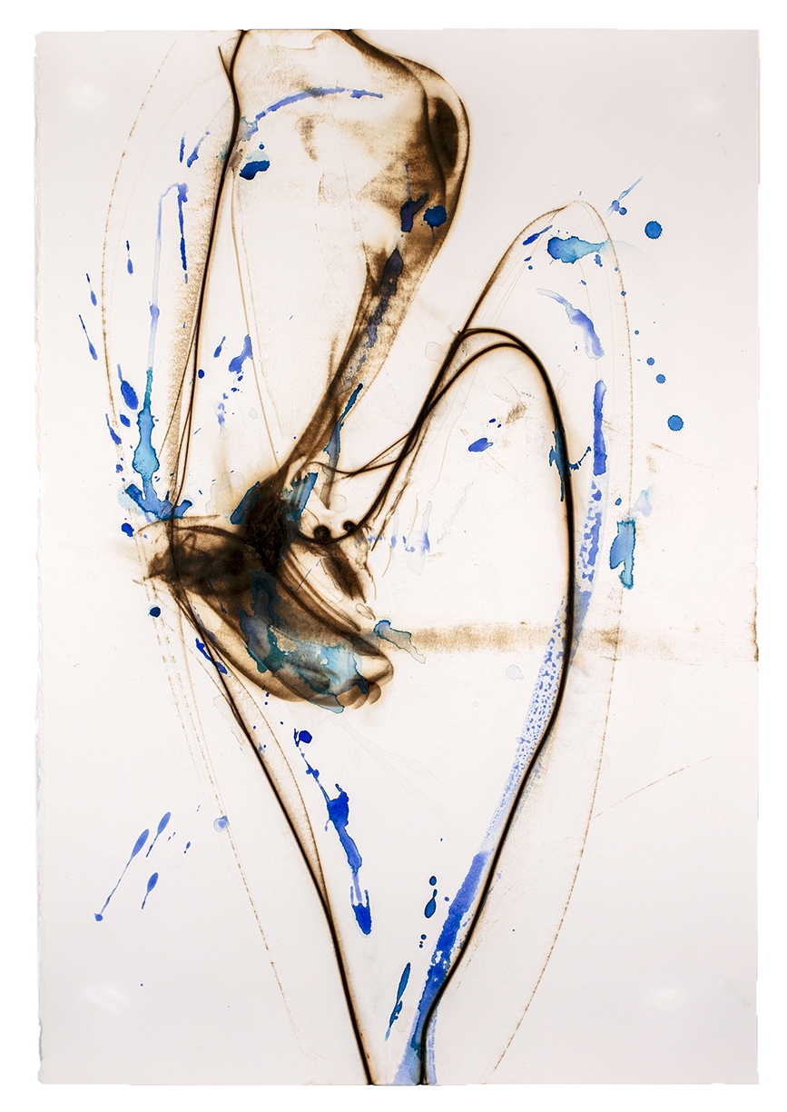 Etsuko Ichikawa, Vitrified 4725, 2025, Glass pyrograph and watercolor on paper, 38 x 26 inches