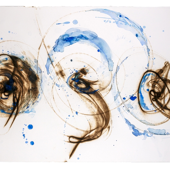 Etsuko Ichikawa, Vitrified 4825, 2025, Glass pyrograph and watercolor on paper, 26 x 38 inches