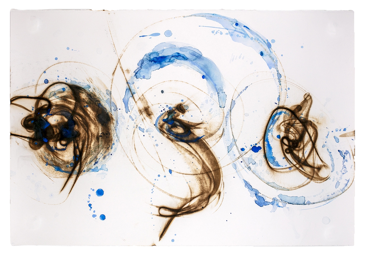 Etsuko Ichikawa, Vitrified 4825, 2025, Glass pyrograph and watercolor on paper, 26 x 38 inches