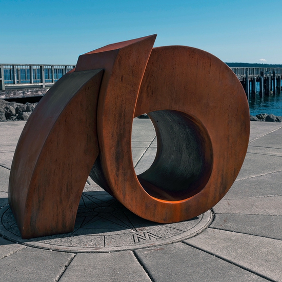 Jan Hoy: Intersection, 2020, Corten steel, 36 x 48 x 29 inches