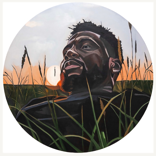 Barry Johnson, apart from the day, i remain, 2025, Oil on birch panel, 48 x 48 x 1 inches