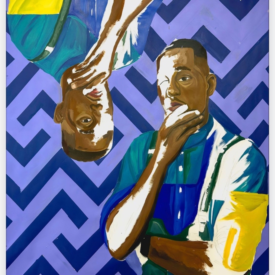 Barry Johnson: B Please, 2022, Oil and latex on oil paper, 56 x 50.5 inches (framed dimensions: 58.25 x 52.75 x 2 inches)