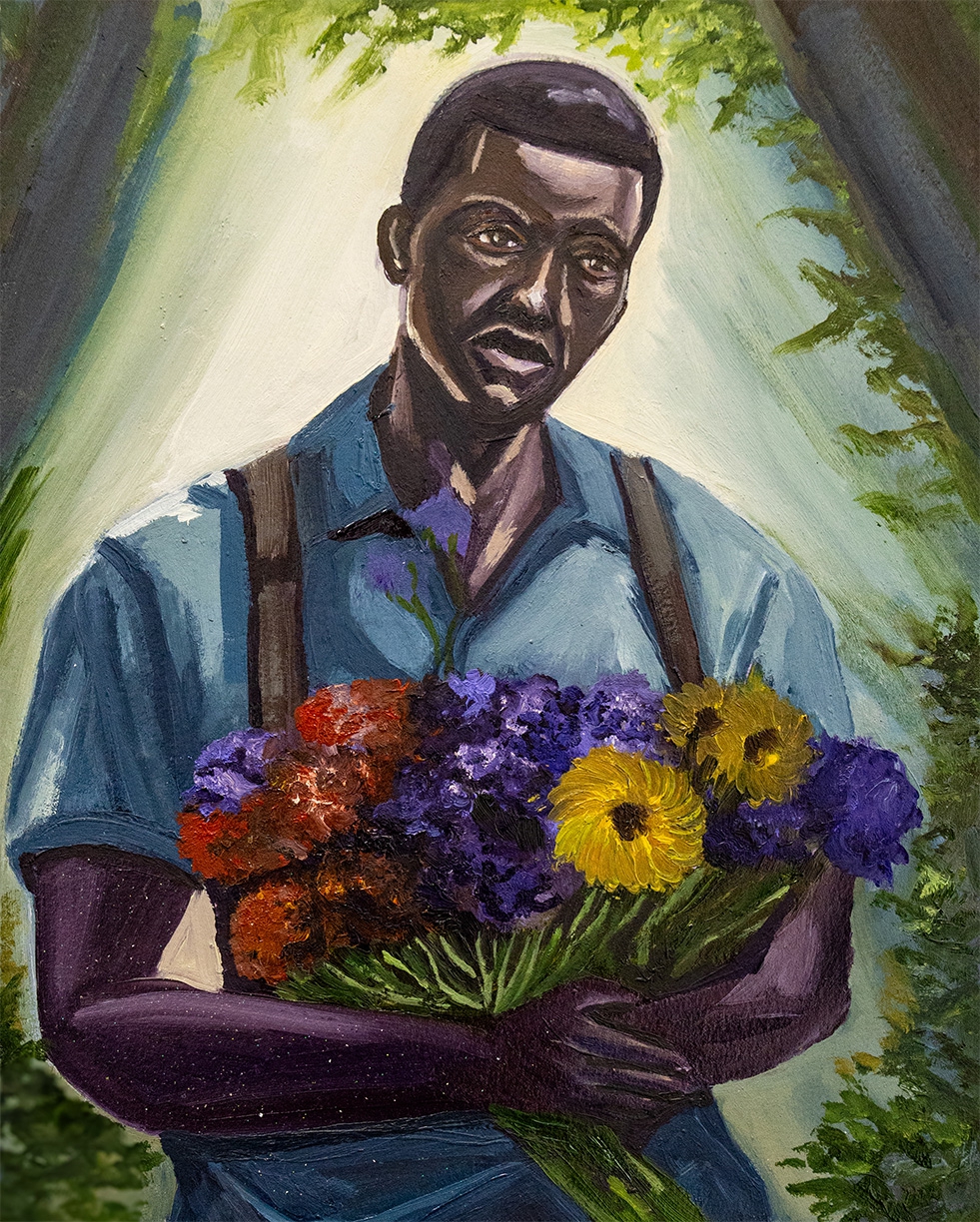 Barry Johnson: Bloom 4, 2024, Oil on Paper, 9.5 x 7 inches (paper size 11 x 8.5 inches)