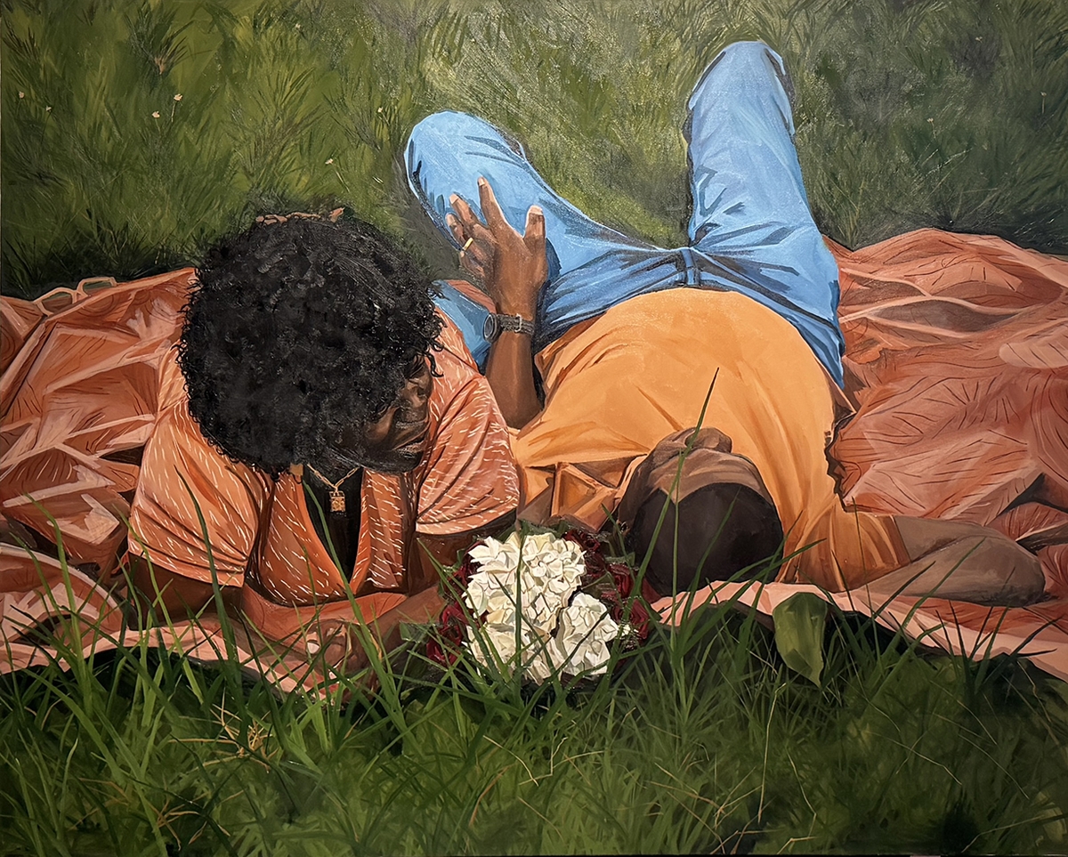 Barry Johnson, flowers never lie to the sun, 2026, Oil on canvas, 72 x 90 x 2.5 inches