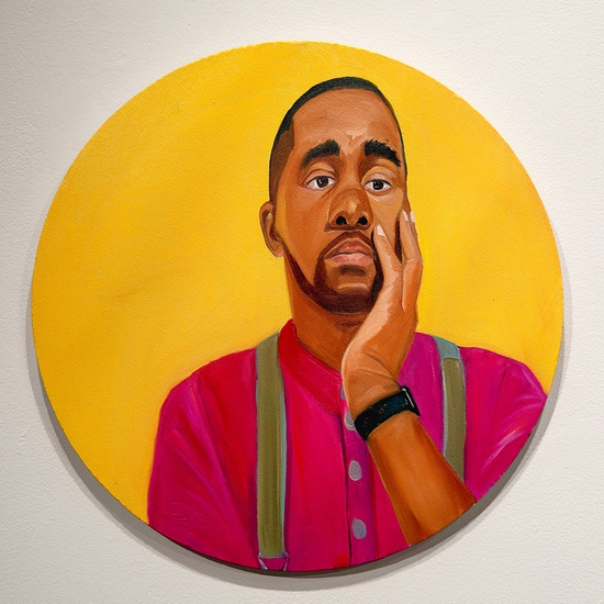 Barry Johnson: He Thought, 2022, Oil on canvas, 20 x 20 x .5 inches