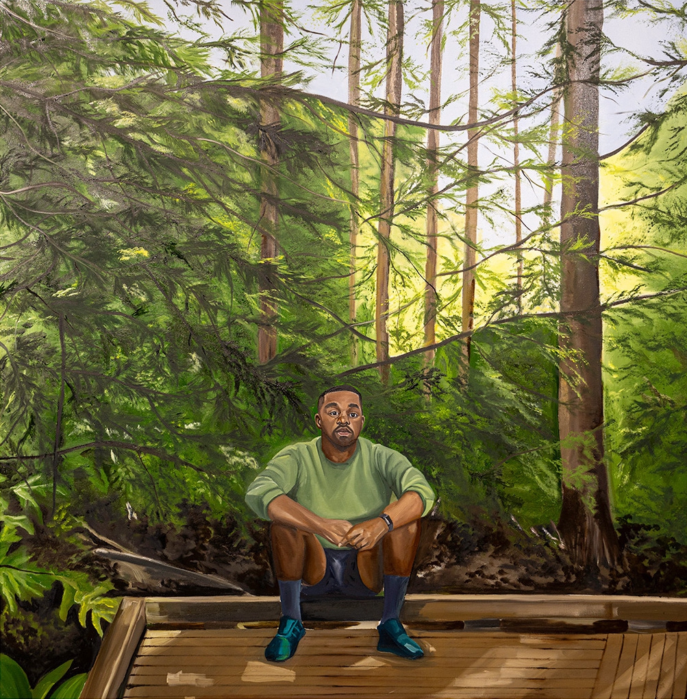 Barry Johnson: I Walk Alone, 2024, Oil on canvas, 48 x 48 x 2 inches