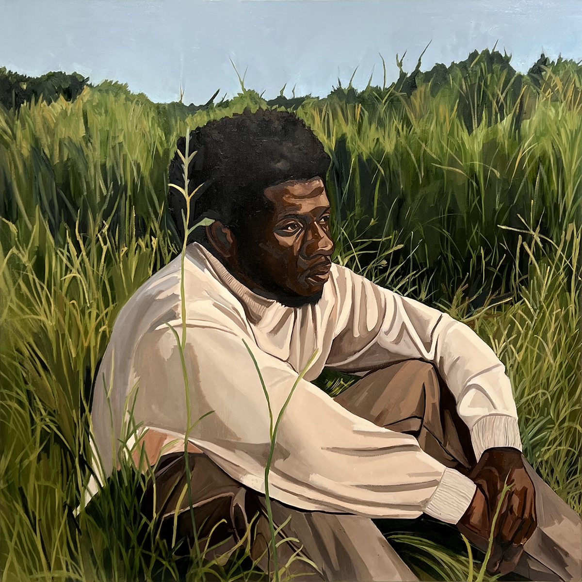 Barry Johnson, Somewhere to be Someone, 2025, Oil on canvas, 48 x 48 x 1.5 inches
