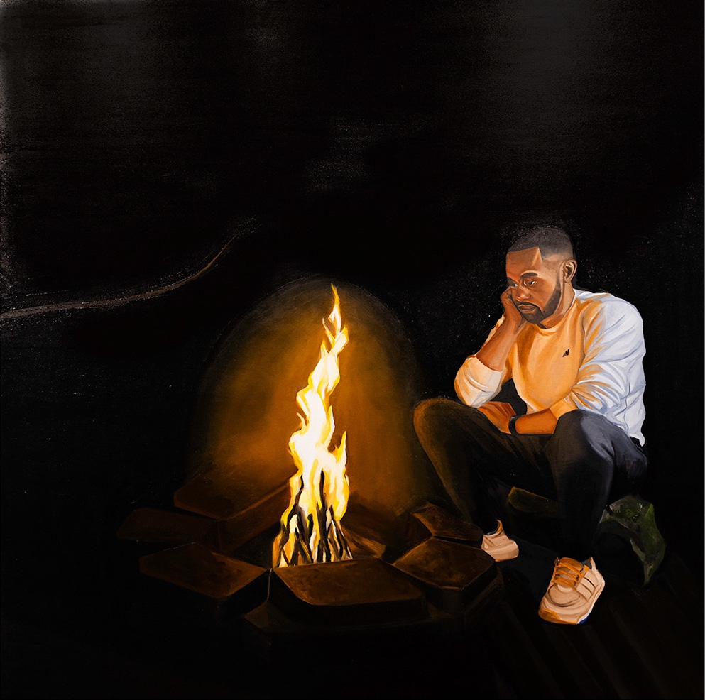 Barry Johnson: Tears Before Fire, 2024, Oil on wood panel, 48 x 48 x 3 inches