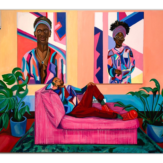 Barry Johnson: That One Time, 2022, Oil and latex on canvas, 48 x 60 inches