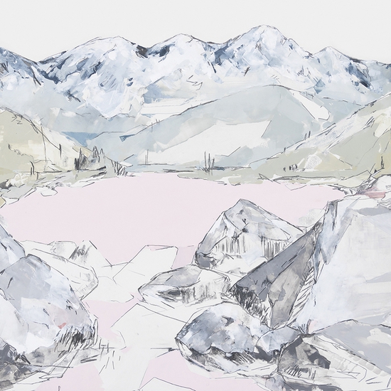 Mya Kerner: This Rock World, 2019, Oil and graphite on panel, 26 x 36 inches