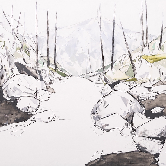 Mya Kerner: By Breathing Whispers, 2021, Oil and graphite on panel, 30 x 40 inches